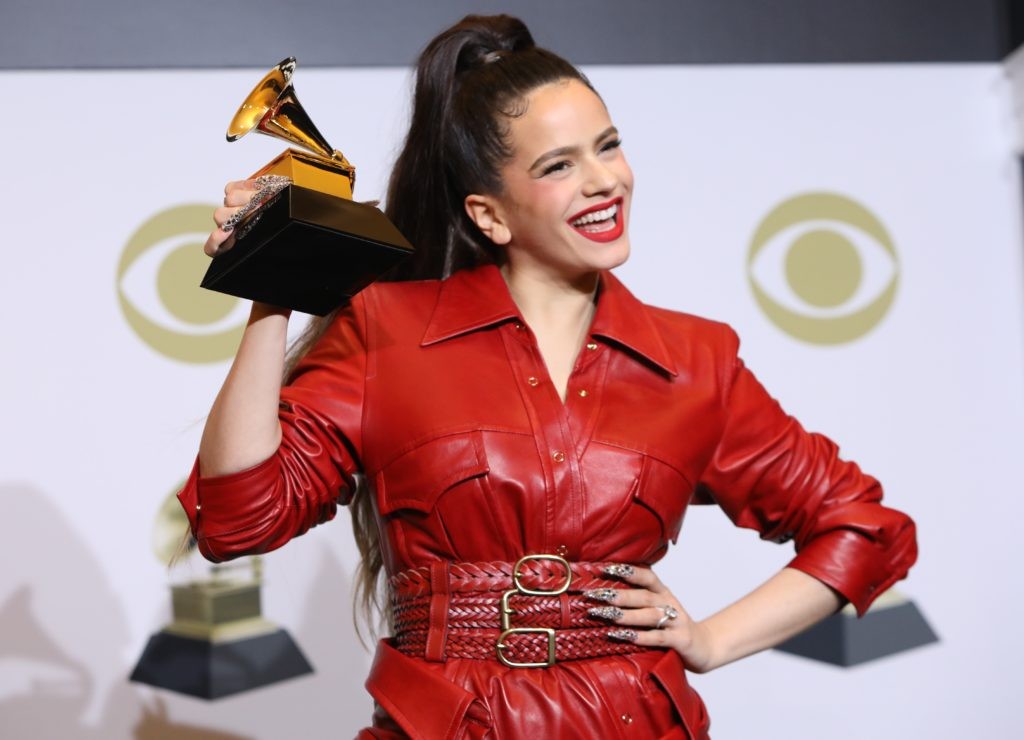62nd Grammy Awards – Photo Room – Los Angeles, California, U.S., January 26, 2020 - Rosalia poses backstage with her Best  Latin Rock, Urban or Alternative Album award for "El Mal Querer